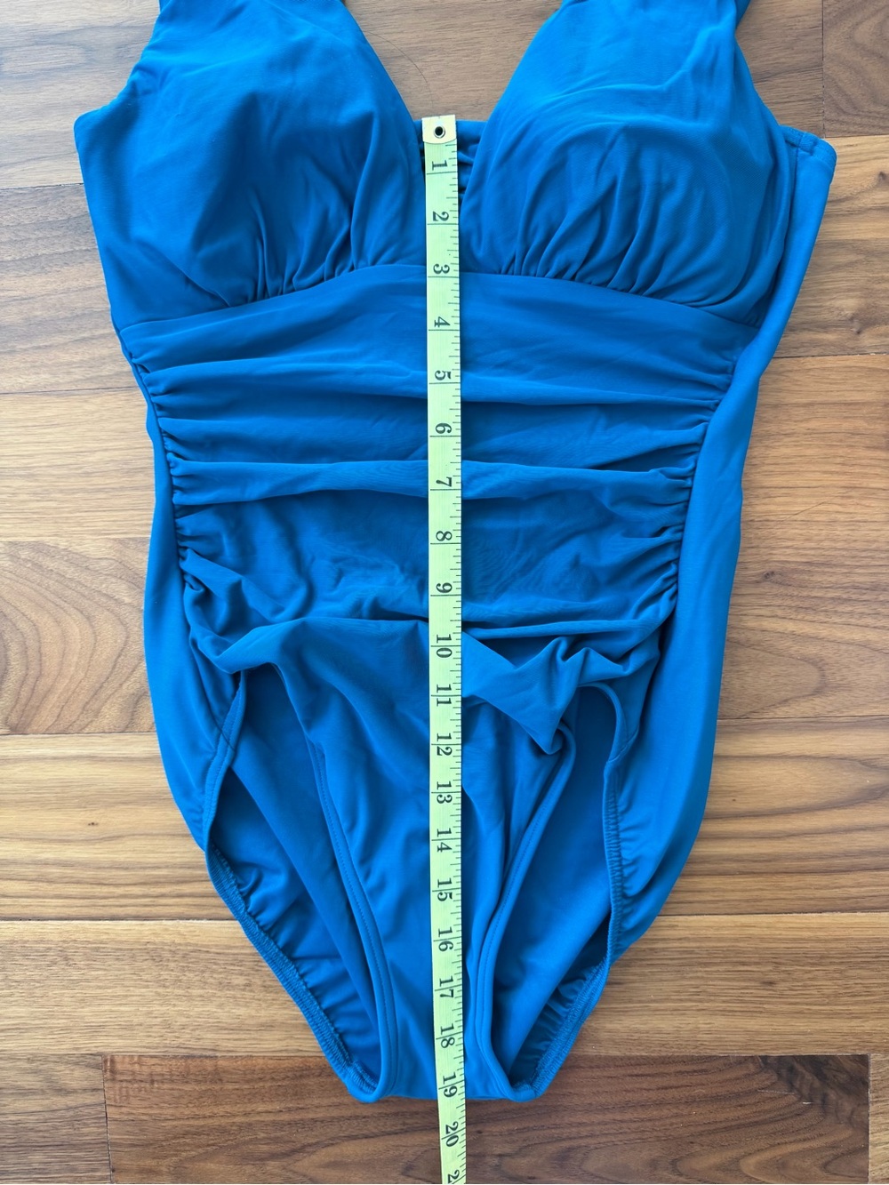 NWT Lands End Slendersuit Teal Ruched One Piece Swimsuit Sz 8 Peacock Blue Green - Picture 6 of 10